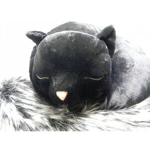 Jellycat Nestie Cat Black Sleeping Kitten Pillow Stuffed Animal Plush 17 in EUC